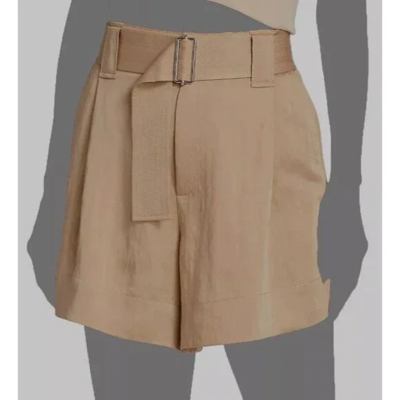 $350 A.L.C. Women's Beige Grayson Belted Shorts Size 8 - Picture 4 of 9